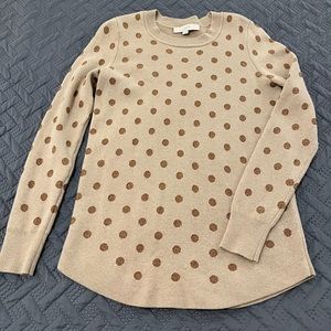 Loft tan sweater with gold dots - size medium